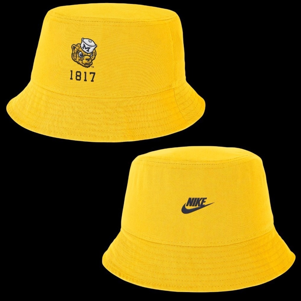 Michigan Wolverines Nike Legacy Apex Bucket Hat Mens Sz Medium College Gold NEW - Picture 1 of 11